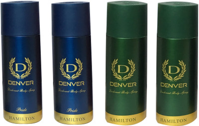 

Denver 2 PRIDE AND 2 GREEN (PACK OF 4) Deodorant Spray - For Men(165 ml, Pack of 4)