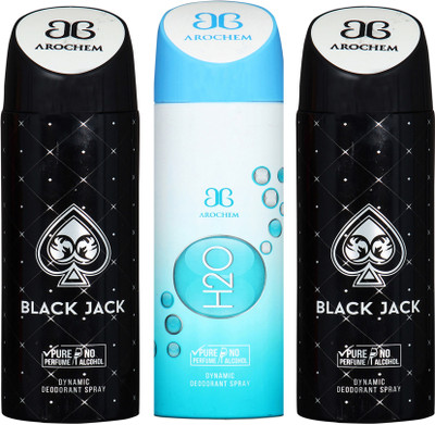 

AROCHEM black jack,h2o and black jack combo Body Spray - For Men & Women(300 ml, Pack of 3)