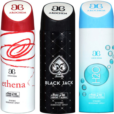 

AROCHEM ethena,black jack and h2o combo Body Spray - For Men & Women(300 ml, Pack of 3)