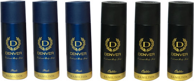 

Denver 3 PRIDE AND 3 CALIBER (PACK OF 6) Deodorant Spray - For Men(165 ml, Pack of 6)