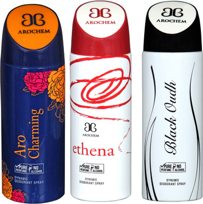 

AROCHEM aro charming,ethena and black oudh combo Body Spray - For Men & Women(300 ml, Pack of 3)