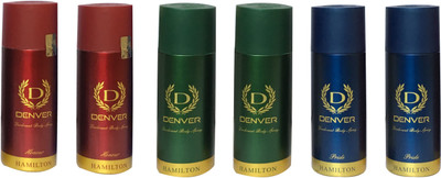 

Denver 2 HONOUR, 2 PRIDE AND 2 GREEN (PACK OF 6) Body Spray - For Men(165 ml, Pack of 6)