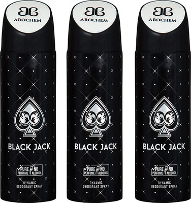 

AROCHEM BLACK JACK , BLACK JACK AND BLACK JACK DYNAMIC PURE ORIGINAL Deodorant Spray - For Men & Women(200 ml, Pack of 3)