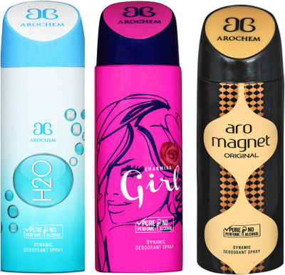 

AROCHEM h2o,charming girl and aro magnet combo Body Spray - For Men & Women(300 ml, Pack of 3)