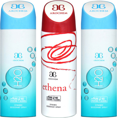 

AROCHEM h2o,ethena and h2o combo Body Spray - For Men & Women(300 ml, Pack of 3)