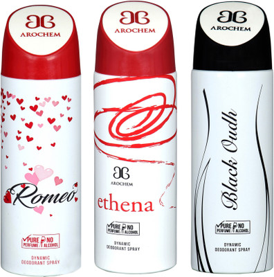 

AROCHEM romeo,ethena and black oudh combo Body Spray - For Men & Women(300 ml, Pack of 3)