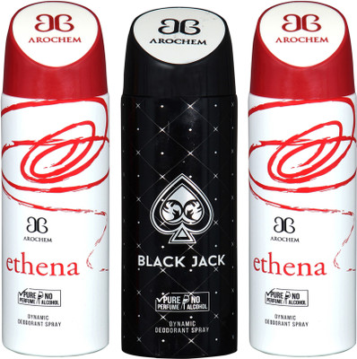 

AROCHEM ethena,black jack and ethena combo Body Spray - For Men & Women(300 ml, Pack of 3)