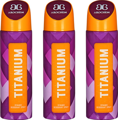 

AROCHEM TITANIUM , TITANIUM AND TITANIUM DYNAMIC PURE ORIGINAL Deodorant Spray - For Men & Women(200 ml, Pack of 3)