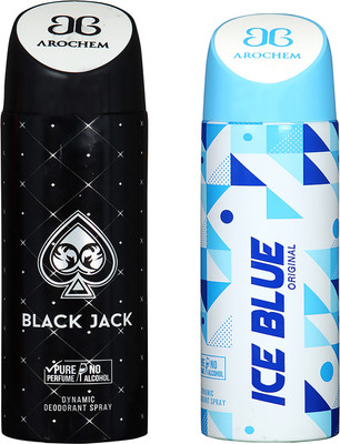 

AROCHEM BLACK JACK AND ICE BLUE DYNAMIC PURE Deodorant Spray - For Men & Women(200 ml, Pack of 2)