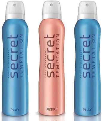 

Secret Temptation 1 Desire and 2 Play Deodorant Spray - For Women(450 ml, Pack of 3)