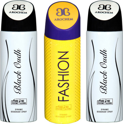 

AROCHEM black oudh,fashion and black oudh combo Body Spray - For Men & Women(300 ml, Pack of 3)