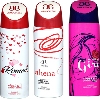 

AROCHEM romeo,ethena and charming girl combo Body Spray - For Men & Women(300 ml, Pack of 3)