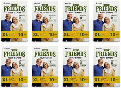

Friends EASY ADULT DIAPERS, SIZE XL, 10 PCS PACK, COMBO OF 8 PACKS,FOR WAIST SIZE 48''-68'' INCHES, TOTAL 80 DIAPERS Adult Diapers - XL(80 Pieces)