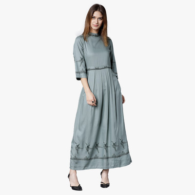 Tokyo Talkies Women Maxi Light Green Full Length Dress
