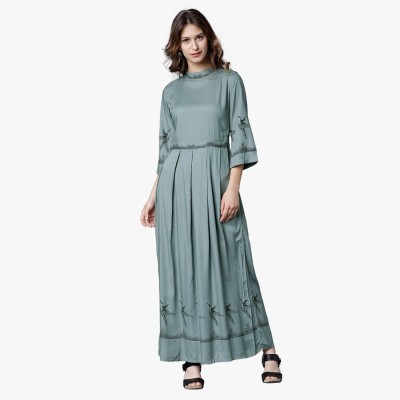 MUMBAI SLANG Women Maxi Green Dress