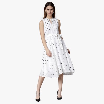 Tokyo Talkies Women Fit and Flare White Dress