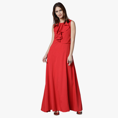 Tokyo Talkies Women Maxi Red Full Length Dress