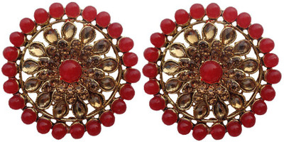 Trendeela.com Noor Round Cut Gem Embellished Red Alloy, Crystal Stud Earring