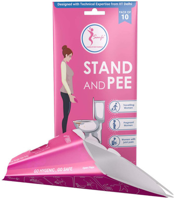 

Sanfe Pack of 10 Travel Hygiene Kit | Disposable Portable Urination Funnel for Female | Personal Hygiene and Sanitation for Women Girls| Stand and Pee| Disposable Female Urination Device(Pink, Pack of 10)
