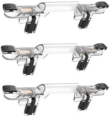 

Easypro SET OF 3PC PUBG Shooting Game Controller Trigger Joystick Shoot &Aim Button Cell Phone Clear Long Gaming Accessory Kit(Clear, For Android)