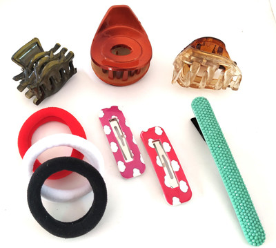 

FASHIONABLE SET OF 9 Hair Claw, Hair Claw, Rubber Band, Tic Tac Clip, Hair Accessory Set(Multicolor)