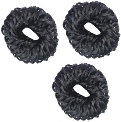 

S R Enterprises hair curly wavy juda bun black [pace of 3pcs] Hair Accessory Set(Black)