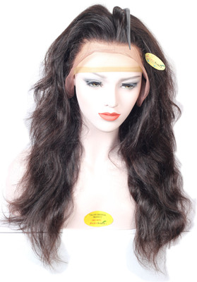 

Ritzkart all Style Front lace 100% Remy Human hair Natural black/Dark Brown Women wig 28 inch long wavy hair, can be straight/curl /dye Best Quality long life wig Hair Extension
