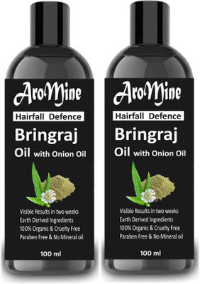 

AroMine 100% Pure BHIRANGRAJ Herbal Oil With ONION Oil For Hair Growth, Hair Fallness, Hair Shine & Hair Treatment Oil-(100ml) -Pack of-2-Bottle-(200ml) Hair Oil-(200ml) Hair Oil(200 ml)