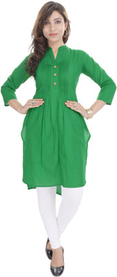 Tactic Women Solid Straight Kurta(Green)