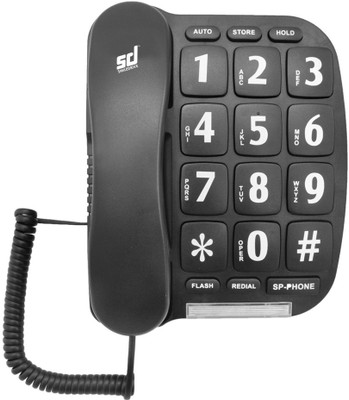 

Smiledrive Corded Desk Telephone Landline Phone with big buttons & speakers for Elderly, Hearing aid friendly, Wall-Mountable Corded Landline Phone(Black)