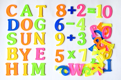 Swarnalekha English Alphabet A to Z & Number Set, Non Toxic & Non Magnetic 2 inch Play & Learn Educational Plastic Set for Kids (Pack of 51)(Multicolor)