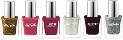 

JUICE LS 8 Coral Pink, Rouge Pink, Lunar Silver, Mood Maroon, Golden Diva, Silver Diva(Pack of 6)