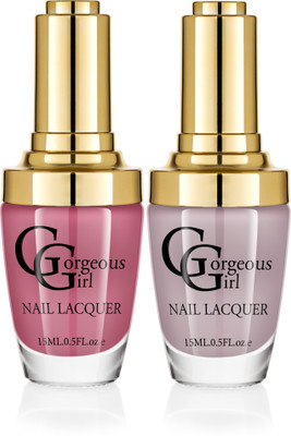 

Gorgeous Girl Glossy Nail Lacquer Light Gray-13 & Red Wood-26(Pack of 2)
