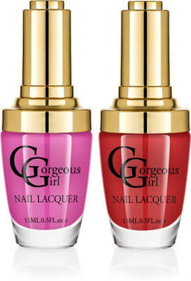 

Gorgeous Girl Glossy Nail Lacquer Rose Wood-03 & Big Dip O'Ruby-23(Pack of 2)