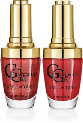 

Gorgeous Girl Glossy Nail Lacquer Rose Wood-03 & Chinese Red Glitter-38(Pack of 2)