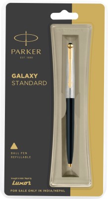 PARKER Galaxy Standard Gold Trim Black Body Color Ball Pen(Pack of 2, Blue)