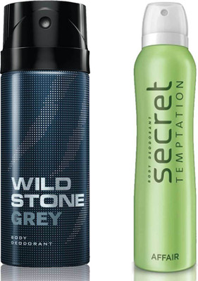 

Secret Temptation Affair Deodorant For Women and Wild Stone Grey Deodorant for Men (150 ml each), Pack of 2 Perfume - 300 ml(For Men & Women)