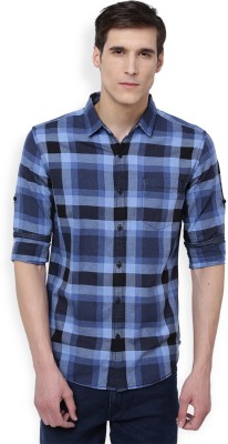 LOCOMOTIVE Men Checkered Casual Blue, Black Shirt