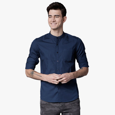 HIGHLANDER Men Solid Casual Blue Shirt