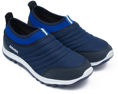 ASIAN Asian Prime-02 laceless sports shoes for men | Latest Stylish Casual sneakers for men without laces | running shoes for boys | Slip on blue shoes for running, walking, gym, trekking & party For Men(Blue, Black)