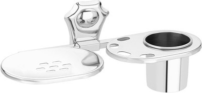 

ROZTREF SOAP DISH WITH TOOTHBRUSH HOLDER(Silver)