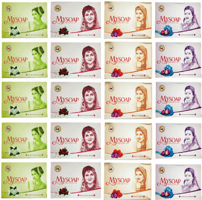 

Mysore Sandal 5 MYSOAP FRUITY FLORA PREMIUM BEAUTY SOAP 100GM + 5 MYSOAP JASMINE MILK CREAM PREMIUM BEAUTY SOAP 100GM + 5 MYSOAP ROSE MILK CREAM PREMIUM BEAUTY SOAP 100GM + 5 MYSOAP COLOGNE LEVENDER PREMIUM BEAUTY SOAP 100GM(100 g, Pack of 20)