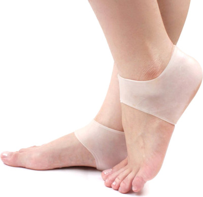 frackkon heel crack socks anti heel crack silicone anti heel crack cap Ankle Support(White)