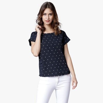 MUMBAI SLANG Casual Regular Sleeve Printed Women Blue Top