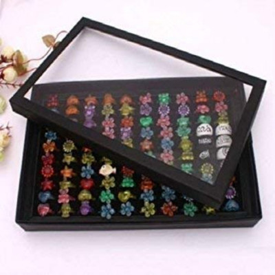 

DIY Crafts Transparent Finger Ring Display Box with Hinged Lid for Jewelry Display Jewellery Vanity Box(Multicolor)