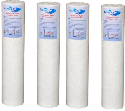 

IONIX pack of 4 Grooved type spun filters, Compatible with all Standard size Pre filter housing,Better Filtration with Grooved type filters Solid Filter Cartridge(5, Pack of 4)