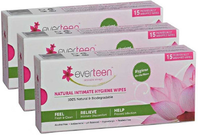 

everteen Natural Intimate Hygiene Intimate Wipes(45, Pack of 3)