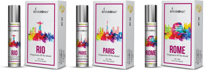 

Rivaroma Roll On Set Of 3 ( ROME , PARIS , RIO ) Each 8 ml Floral Attar(Floral)