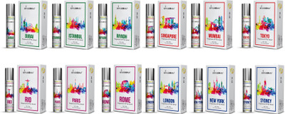 

Rivaroma Roll On Set Of 12 ( DUBAI , RIYADH , ISTANBUL , ROME , PARIS , RIO , MUMBAI , TOKYO , SINGAPORE , SYDNEY , LONDON , NEW YORK ) Each 8 ml Floral Attar(Floral)