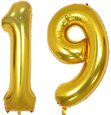 Bash N Splash Solid Golden Number Foil Balloon nineteen 19 Birthday Party Balloon Letter Balloon(Gold, Pack of 1)